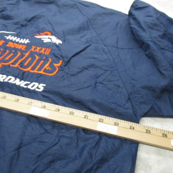Denver Broncos‎ Super Bowl Jacket Mens Large Logo 7 Blue Windbreaker Vintage 90s - Picture 12 of 13